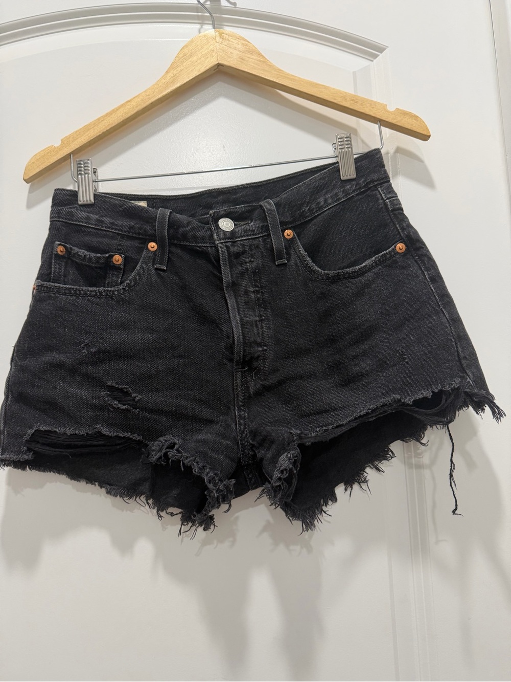 Levi's Black Distressed Cutoff Jean Shorts